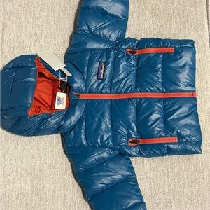 Brand NEW Patagonia 3-6 Months Hi Loft Down Jacket Hoody Wavy Blue
